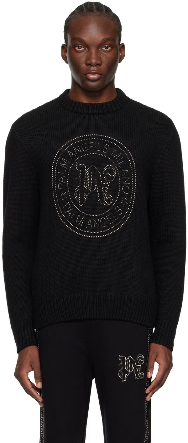 Pleteni pulover Palm Angels Milano Stud Sweater Črna | PMHE058R24KNI0011072