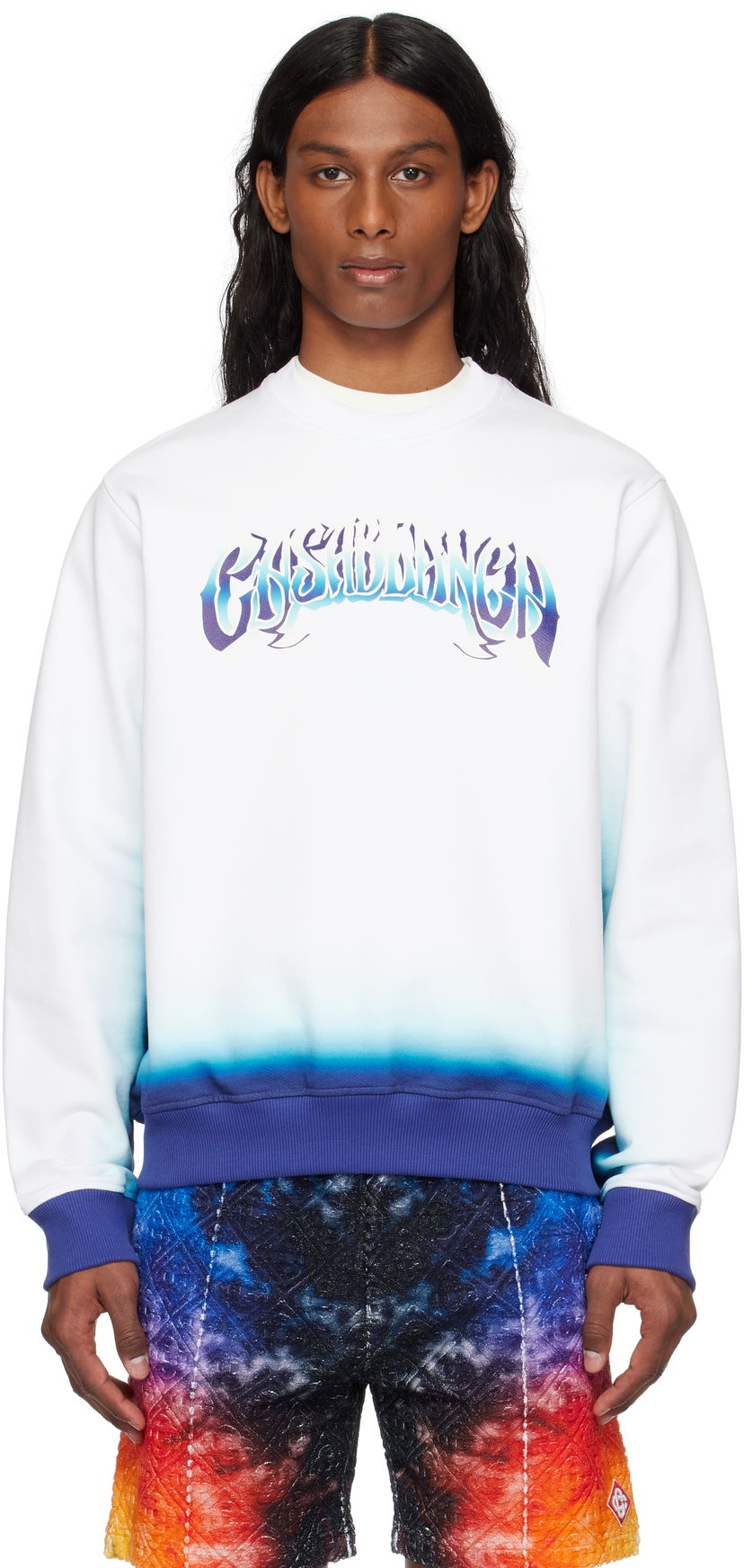 Pleteni pulover Casablanca Casablanca Fade Sweatshirt Bela | MS25-JTP-349-01
