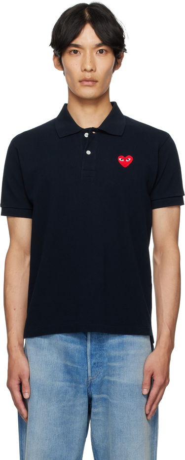 Polo majica Comme des Garçons Comme des Garçons Play Heart Patch Polo Mornarica | AZ-T006-051, 0