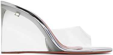 Modni dodatki Amina Muaddi Amina Muaddi Lupita Glass Wedge Slippers Kovinski | LUPITA GLASS WEDGE PLEXI WEDGE P, 0