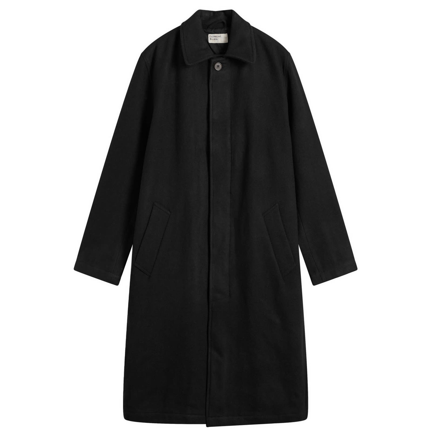 Plašči Universal Works Universal Works Mowbray Wool Mac Coat, Size Small Črna | 33104-BLK, 1