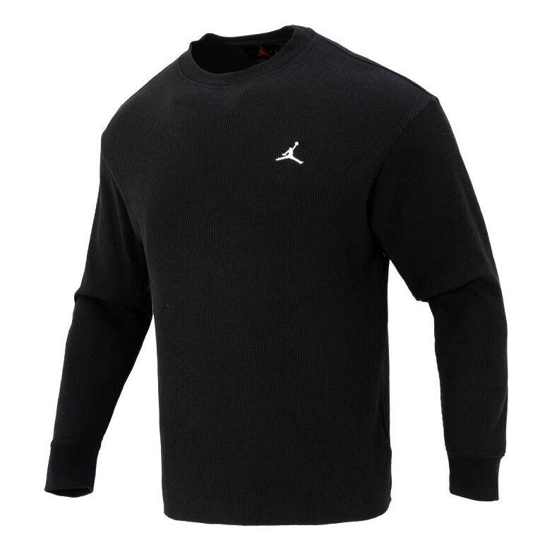 Pleteni pulover Jordan Jordan Essential Waffle Knit Long Sleeve Top Črna | FD7462-010