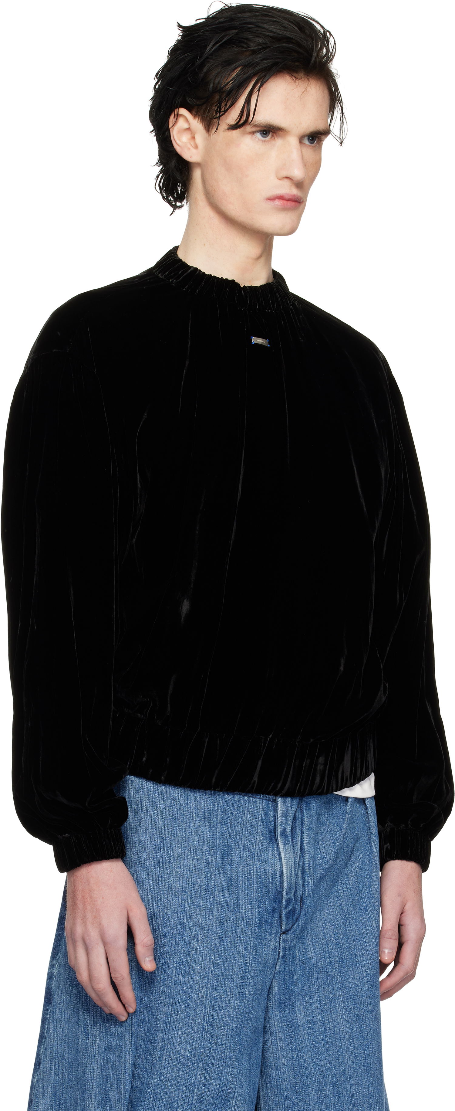 Pulover ADER ERROR Velvet Relaxed Fit Sweatshirt Črna | BN01FWSW0101BK, 1