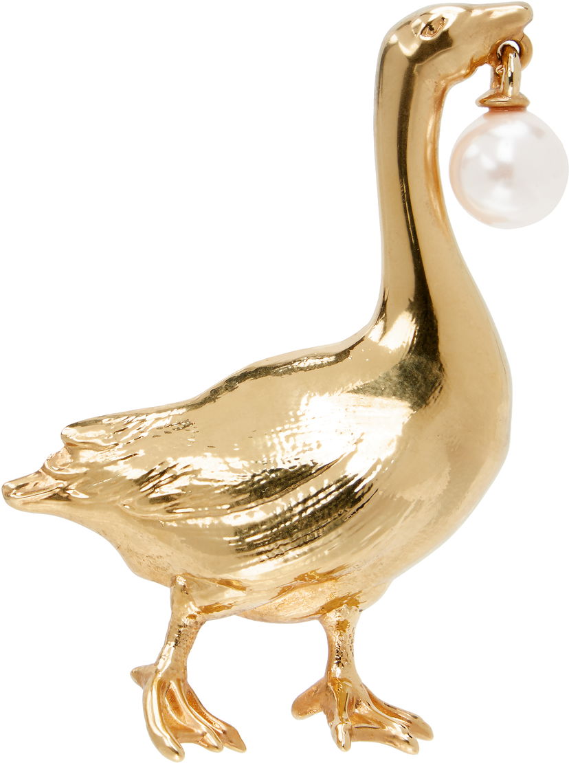 Zatiči Moschino Moschino Archive Goose Pearl Brooch Kovinski | 25171A910884011607