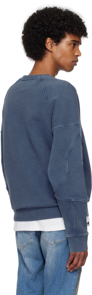 Pleteni pulover Balmain Balmain Ribbed Coin Embroidery Sweatshirt Modra | EH1JS007BC89, 2