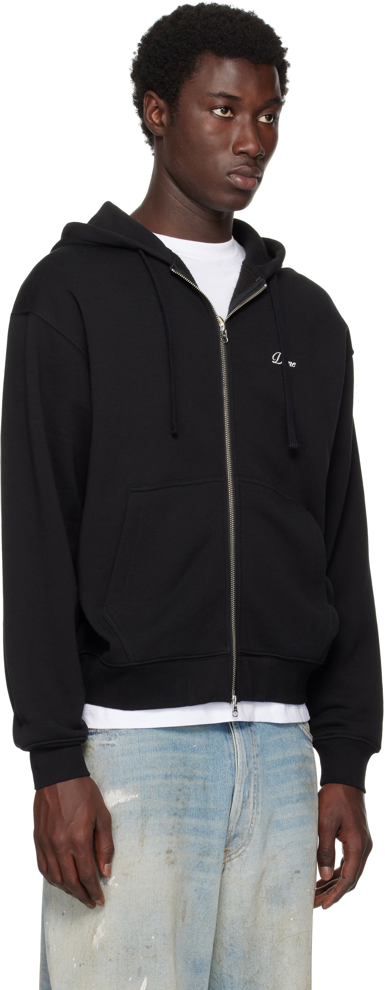 Pulover Dime Cursive Small Logo Zip Hoodie Črna | DIMESU2549BLK, 1