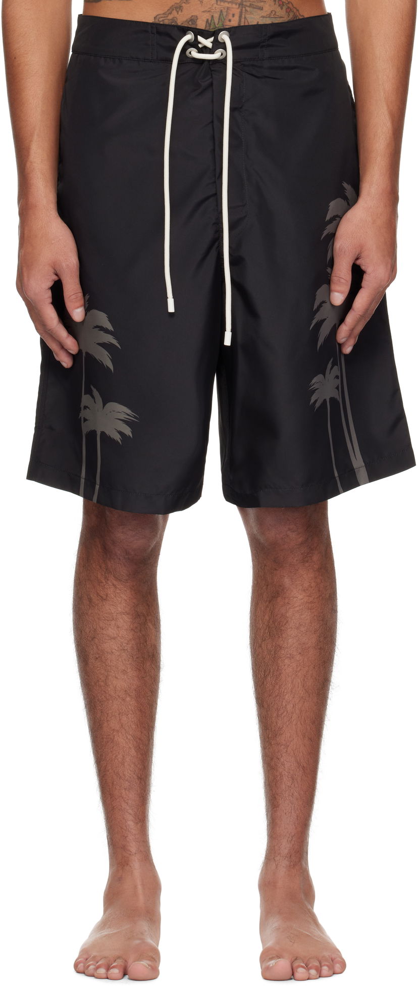 Kopalke Palm Angels Palm Angels Palms Print Swim Shorts Črna | PMFD017S25FAB0031010