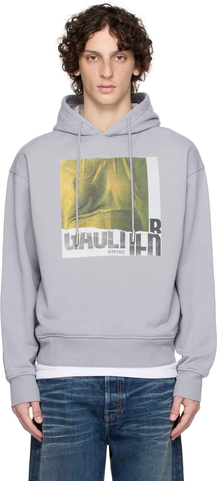 Pulover Jean Paul Gaultier Jean Paul Gaultier Printed Cotton Hoodie Siva | 25/03-W-TO296-J003-134812