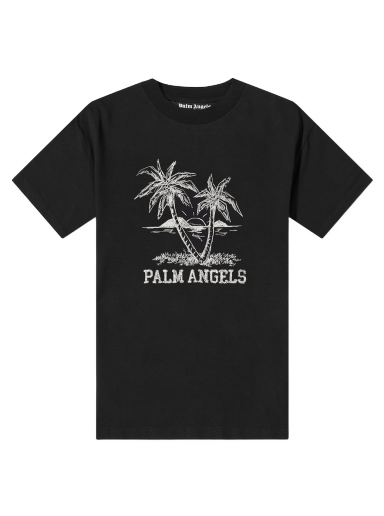 Majica Palm Angels Sunset Palms Logo Tee Črna | PMAA001S22JER0141001