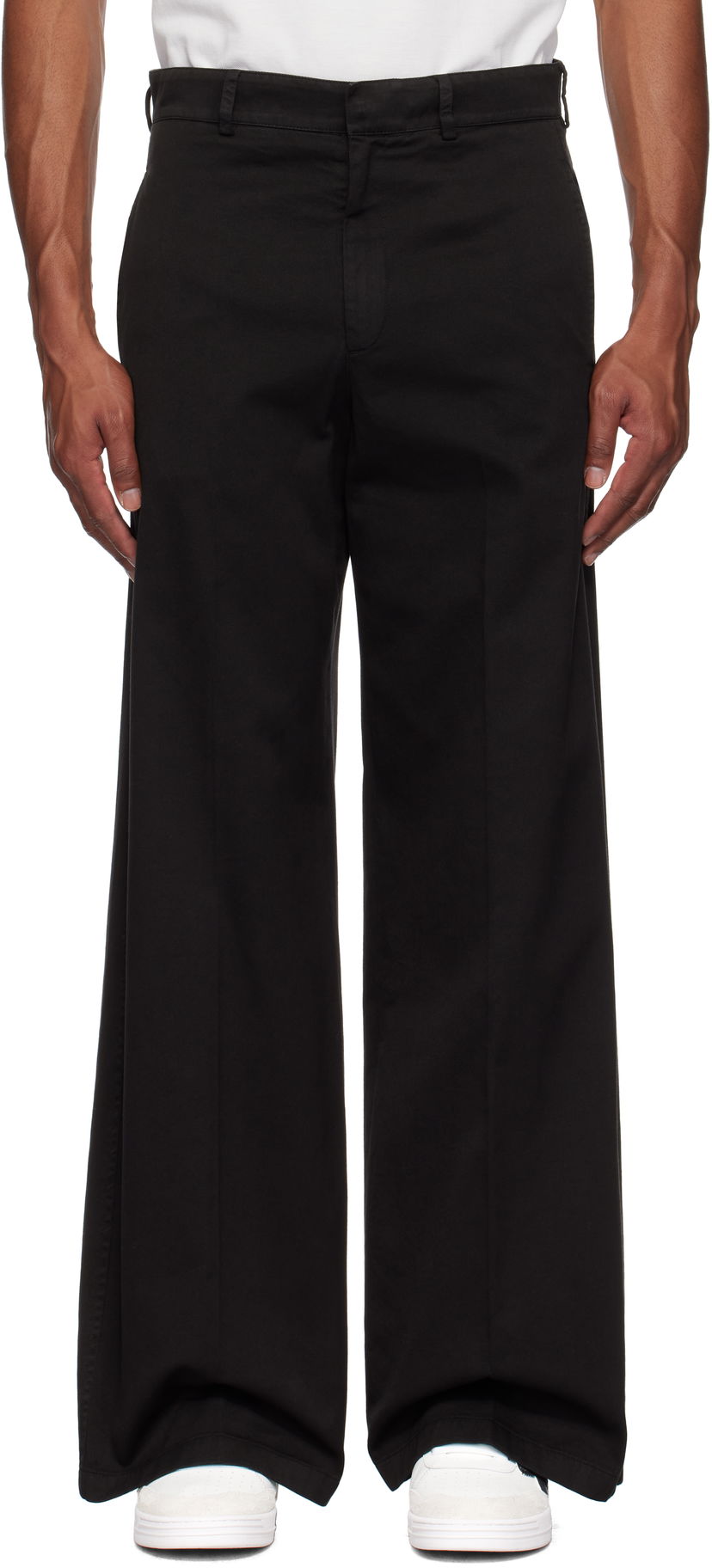 Hlače Palm Angels Wide Leg Trousers Črna | PMCA166F24FAB0011001