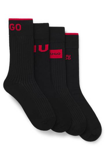 Nogavice BOSS Four-pack regular-length logo socks Črna | 50546668