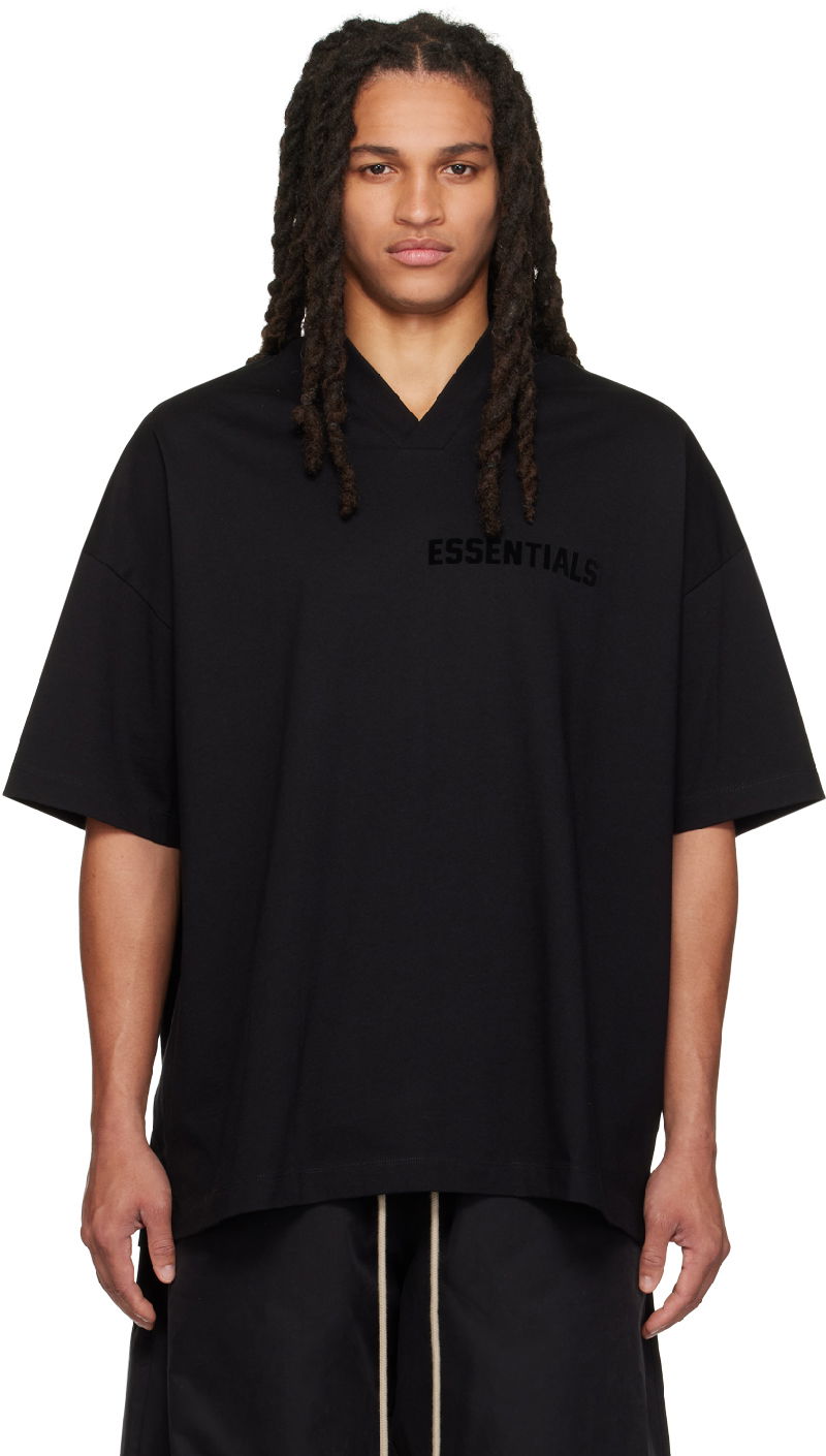 Majica Fear of God Fear of God ESSENTIALS V-Neck T-Shirt Črna | 125SP234110F