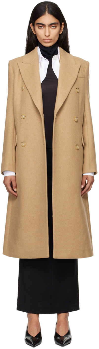 Plašči BOSS Long-Length Twill Coat Bež | 50524975