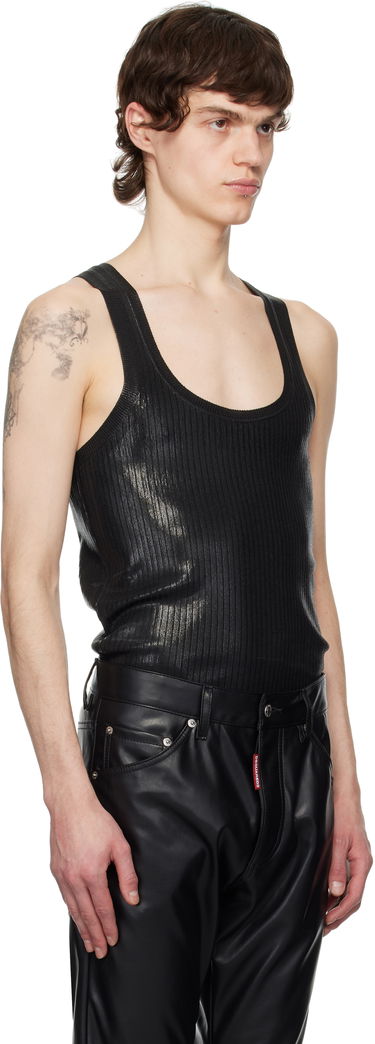 Majica brez rokavov DSQUARED2 Dsquared2 Coated Ribbed Knit Tank Top Črna | S71HA1339-D13114-900, 1
