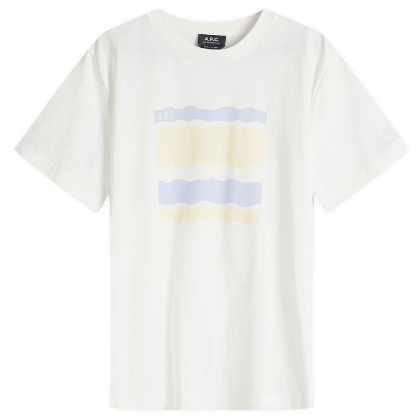 Majica A.P.C. A.P.C. Malone Wave Print T-Shirt Bela | COGCK-M26506-ALD