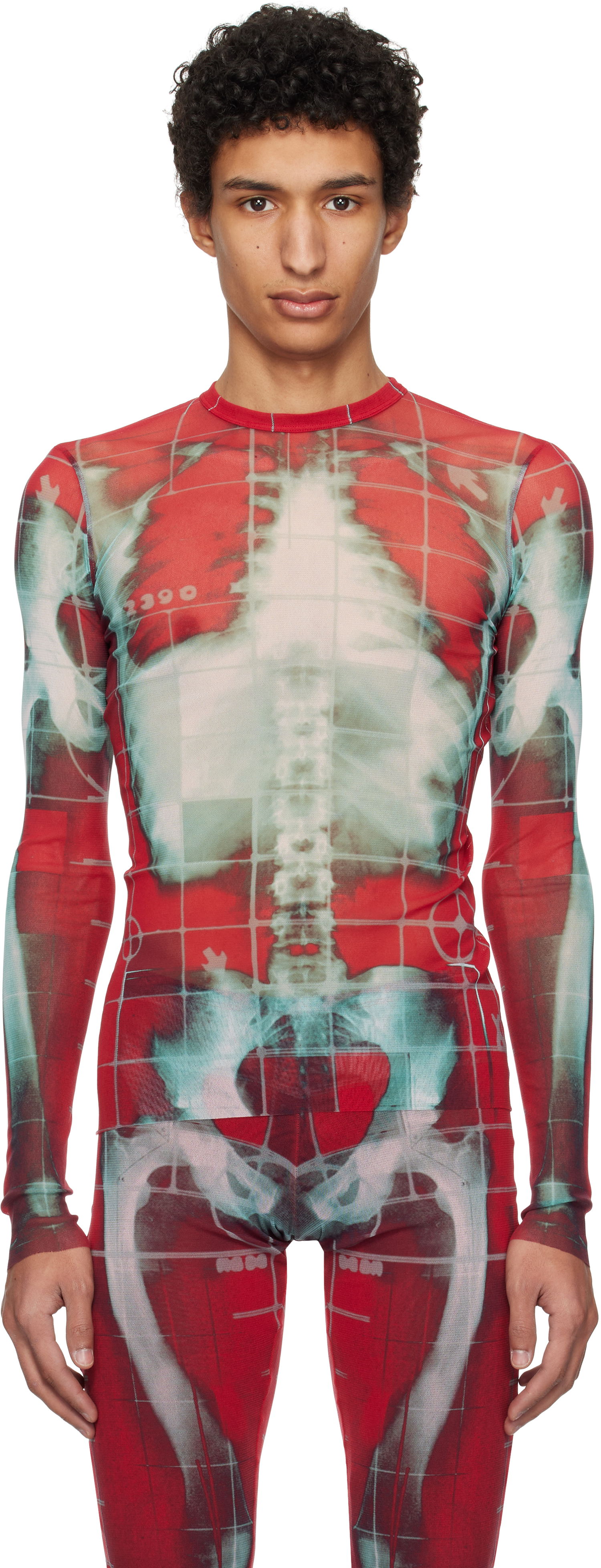 Majica Jean Paul Gaultier Jean Paul Gaultier 'The Squeletor' Mesh Top Rdeča | 25/33-F-TO241-T580-3058, 0