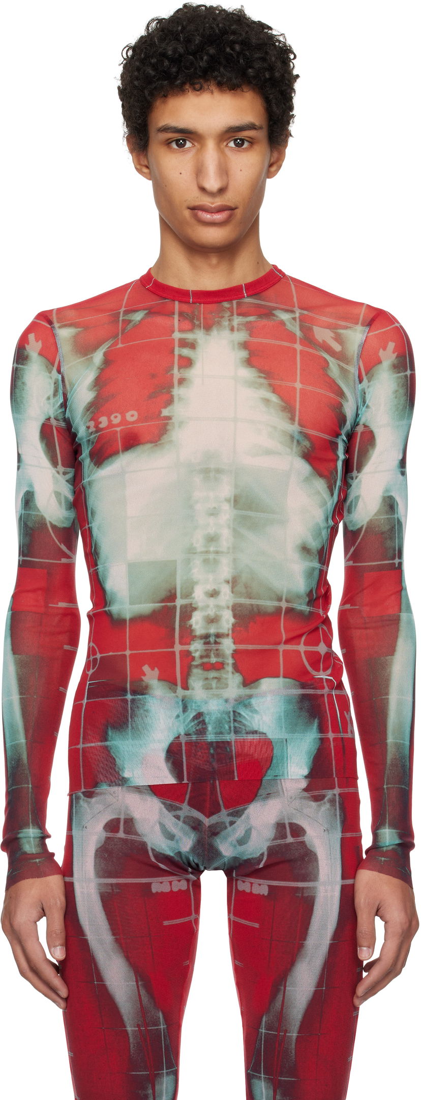 Majica Jean Paul Gaultier Jean Paul Gaultier 'The Squeletor' Mesh Top Rdeča | 25/33-F-TO241-T580-3058