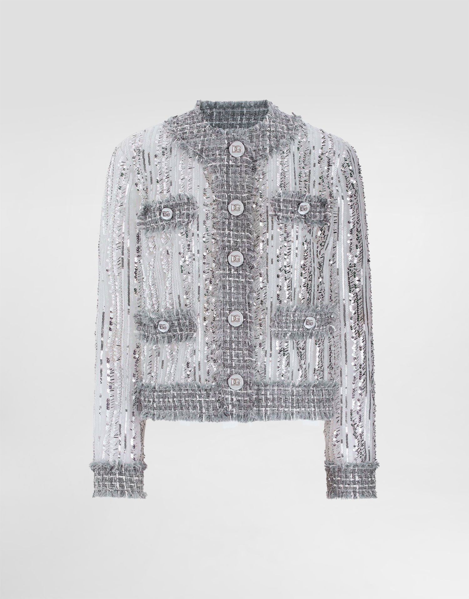 Jakna Dolce & Gabbana Dolce & Gabbana Tulle Gabbana Jacket with Sequin Embroidery Siva | F27DLTFLSKCS0998, 0