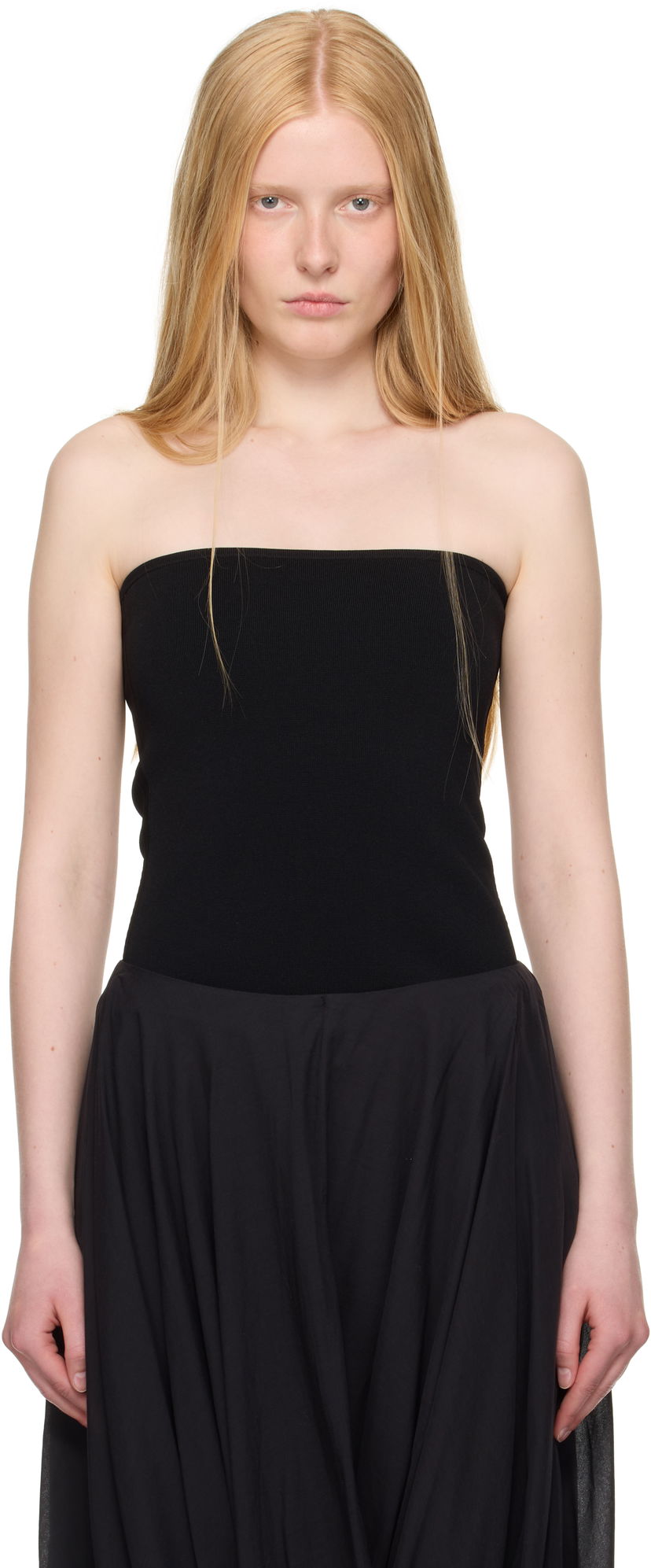 Majica brez rokavov TOTEME TOTEME Compact Knit Tube Top Črna | 253-WRT0575-YA0187