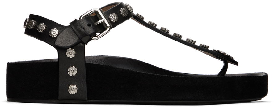 Modni dodatki ISABEL MARANT Isabel Marant Enore Flower Studded Platform Sandals Črna | 24PSD0115FA-B1B08S, 0