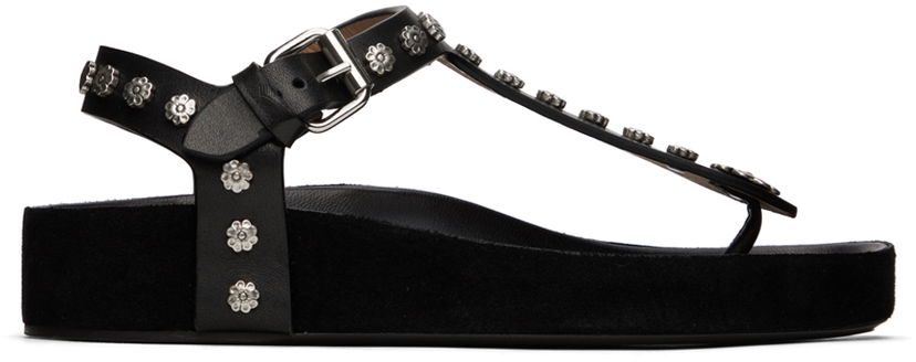 Modni dodatki ISABEL MARANT Isabel Marant Enore Flower Studded Platform Sandals Črna | 24PSD0115FA-B1B08S