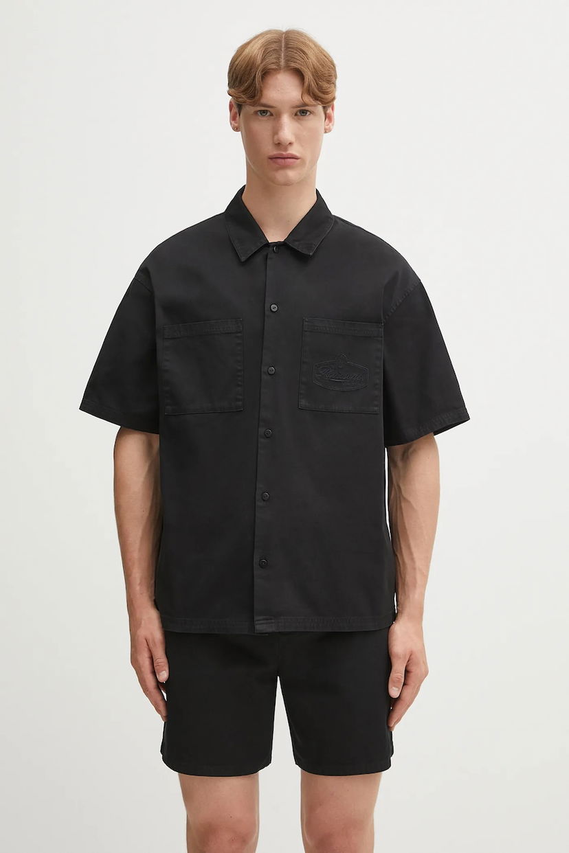 Srajce Represent Clo Relaxed Short Sleeve Cotton Overshirt with Classic Collar Črna | MLM21482.02