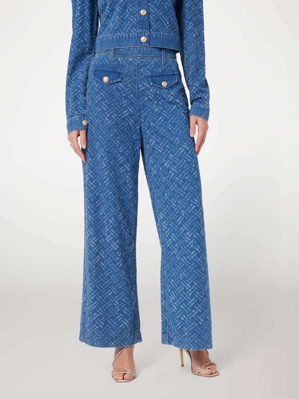 Kavbojke GUESS Guess Dakota Wide Leg Denim Pants Modra | W5RA1TD5LE1