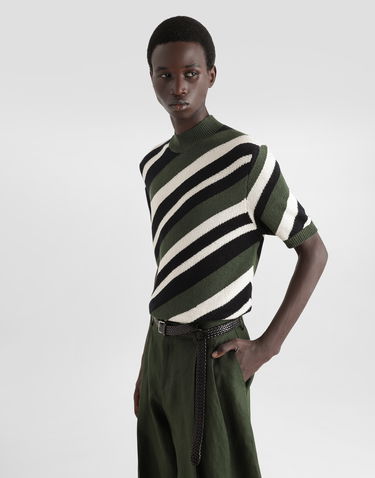Pleteni pulover Dolce & Gabbana Dolce & Gabbana Striped Mock-Turtleneck Sweater Zelena | GXW54TJFMMSV9647, 3