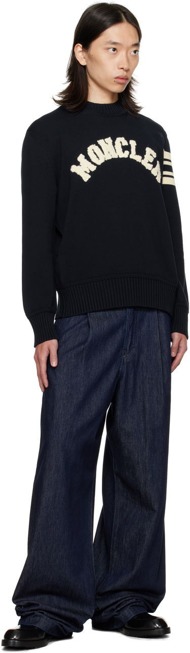 Pleteni pulover Moncler Crewneck Sweater with Logo Črna | K20919C00009M1367, 4