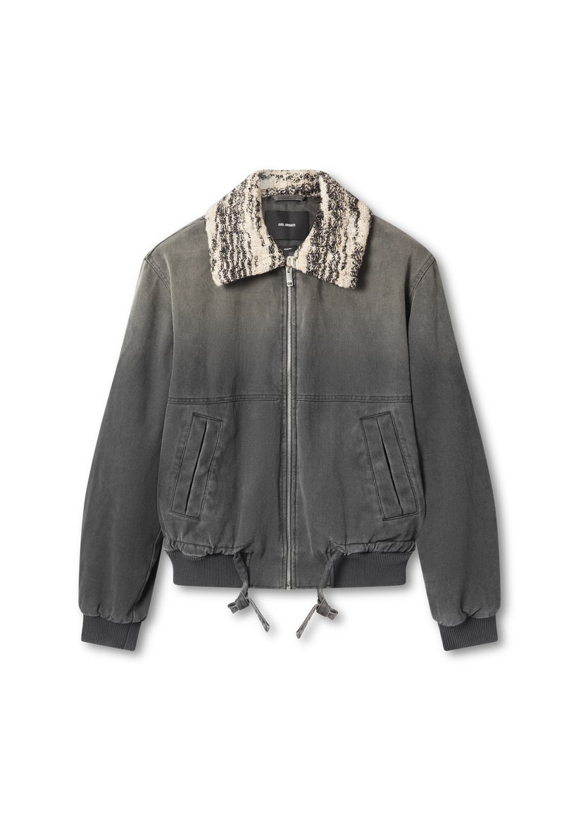 Jakna AXEL ARIGATO Denim Jacket with Faux Fur Collar Siva | A3157003
