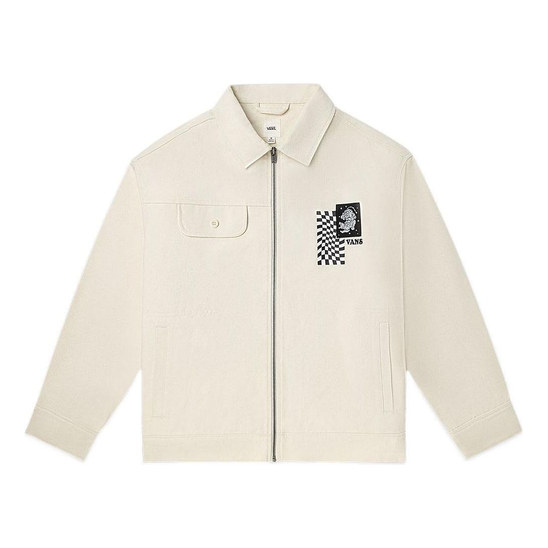 Jakna Vans Embroidered Lapel Zipper Long Sleeve Jacket Bež | VN0A7Q193KS, 0