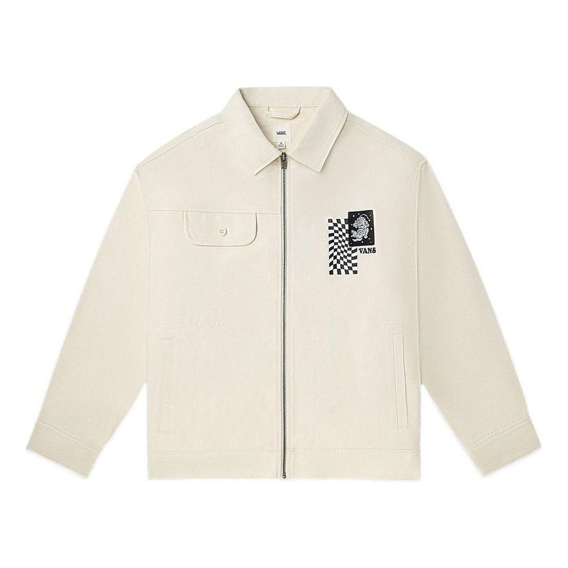 Jakna Vans Embroidered Lapel Zipper Long Sleeve Jacket Bež | VN0A7Q193KS