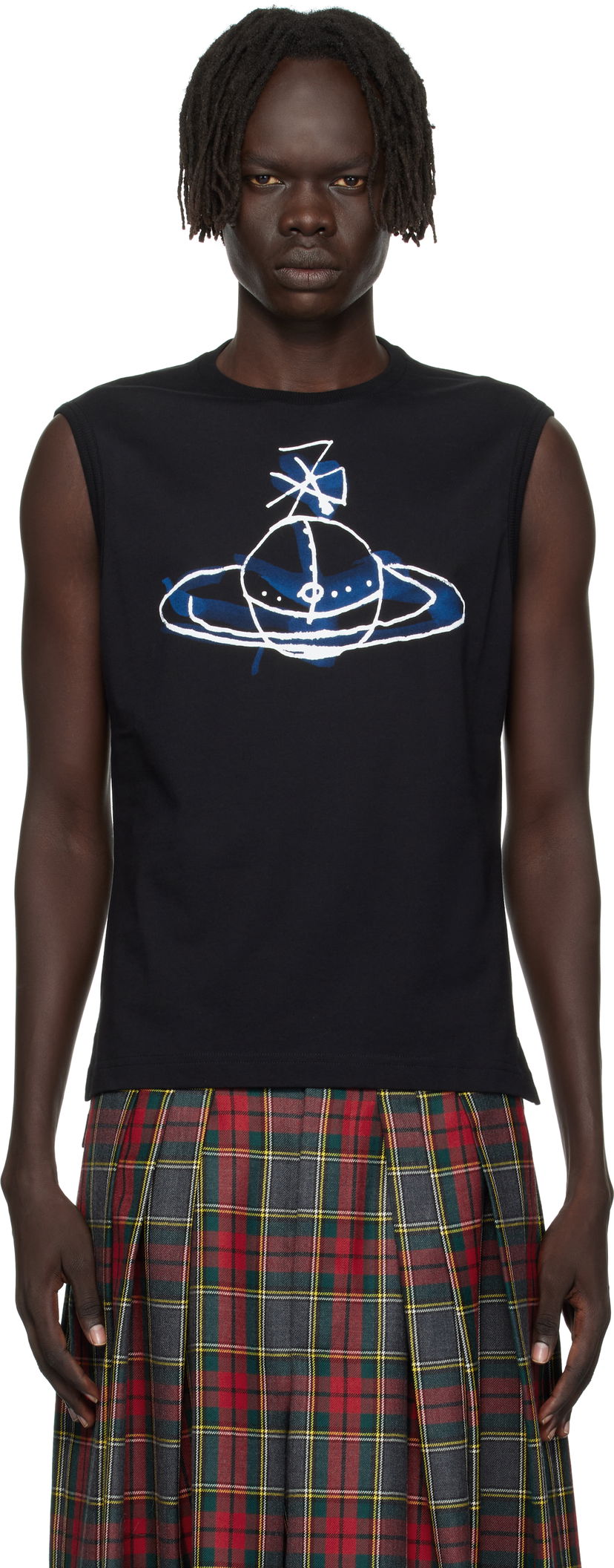 Majica brez rokavov Vivienne Westwood Vivienne Westwood Drawn Orb Sleeveless T-Shirt Črna | 2G01000A-J001M-