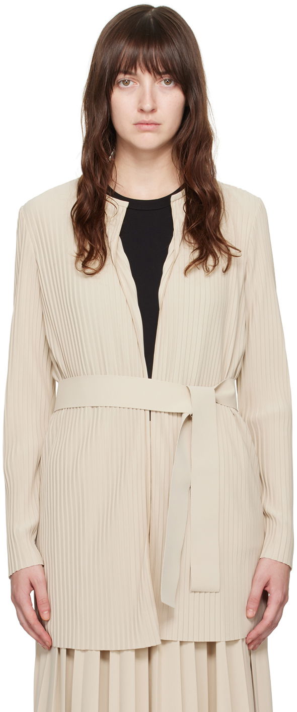 Plašči Max Mara Leisure Pleated Longline Cardigan Bež | 2426916027600