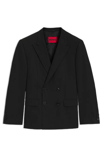 Jakna BOSS HUGO Slim-Fit Double-Breasted Stretch Wool-Blend Jacket Črna | 50537779