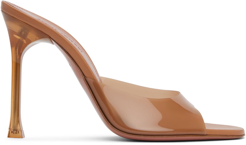 Oblačila Amina Muaddi Amina Muaddi Alexa Glass Slipper 105 Heeled Sandals Rjava | ALEXA GLASS SLIPPER PVC