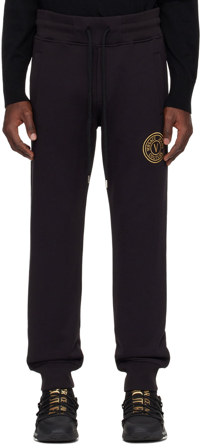 Trenirka Versace Jeans Couture Black V-Emblem Sweatpants Črna | E76GAAT02_ECF01T