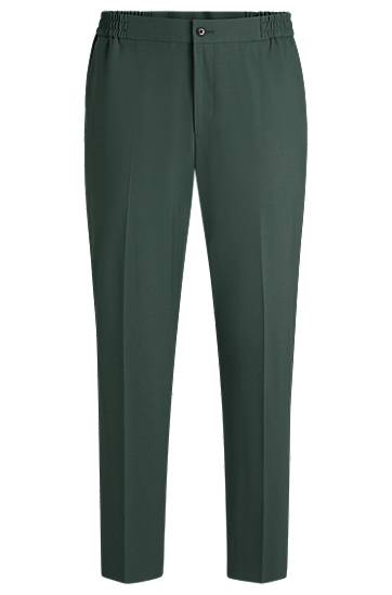 Hlače BOSS Slim-Fit Wool-Blend Poplin Trousers Zelena | 50530110