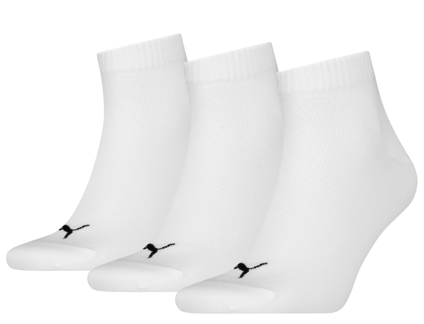 Nogavice Puma Puma Quarter Plain 3-Pack Socks Bela | 701230337-300