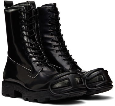 Superge in čevlji Diesel D-Hammer Bt D Lace-Up High-Top Boots with Shiny Finish and Rubber Toe Črna | Y03228-P8435-H1532, 3