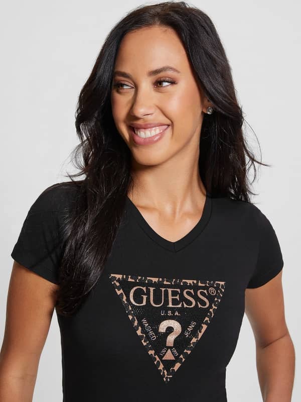 Majica GUESS Triangle Logo Stretch Črna | W3BI43J1314, 0