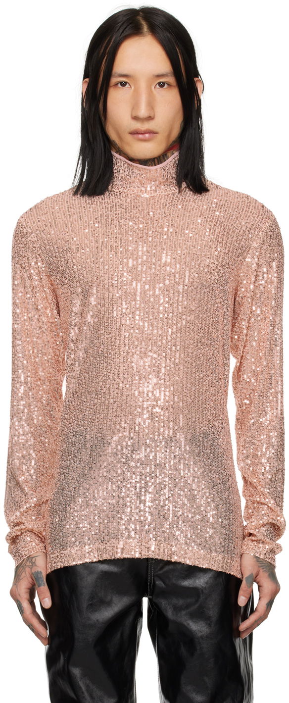 Pleteni pulover Anna Sui Exclusive Sequin Turtleneck Top Roza | M1124D22