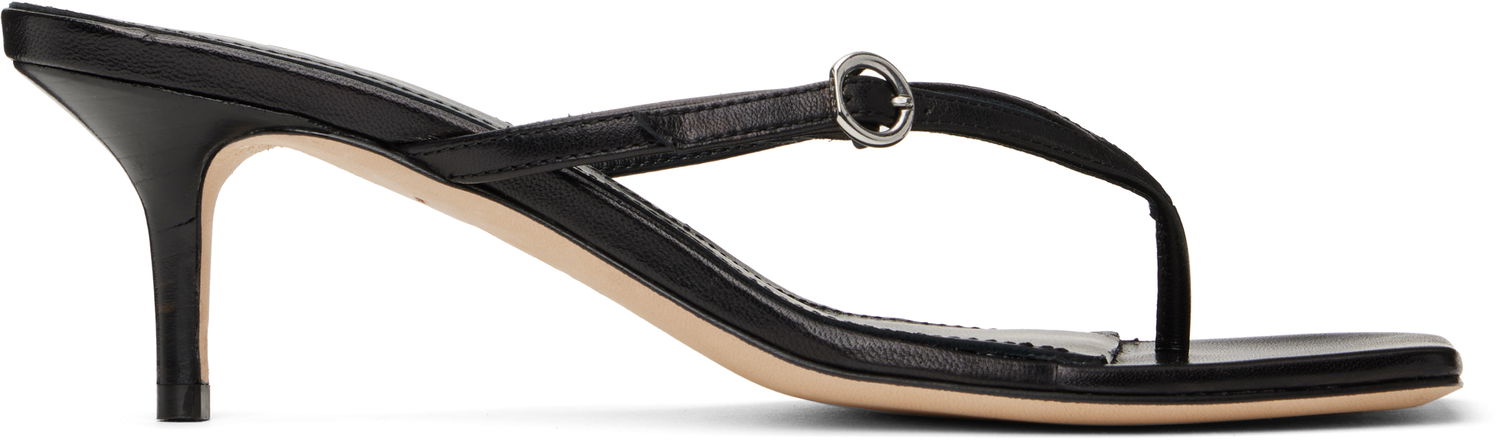 Modni dodatki Aeyde Aeyde Leigh Leather Toe-Post Heeled Sandals Črna | A11-HS-GAIS55TB162-SS25-800-007, 0