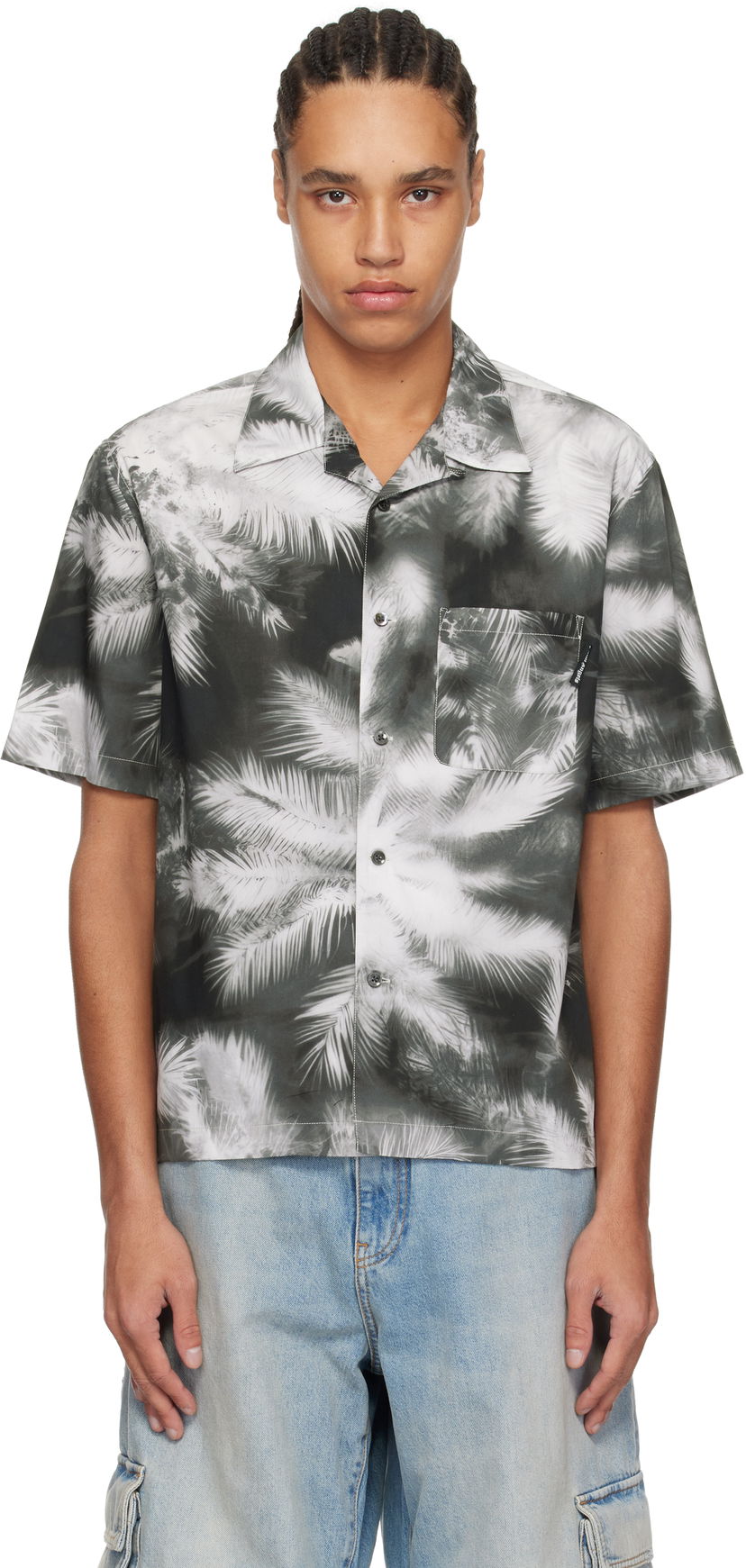 Srajce Palm Angels Palm Angels Blueprint Palms Shirt Siva | PMGG005S25FAB0031003