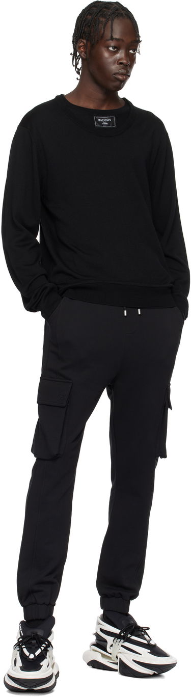 Pleteni pulover Balmain Knitted Double-Collar Sweater Črna | EH1KD145KH92, 3