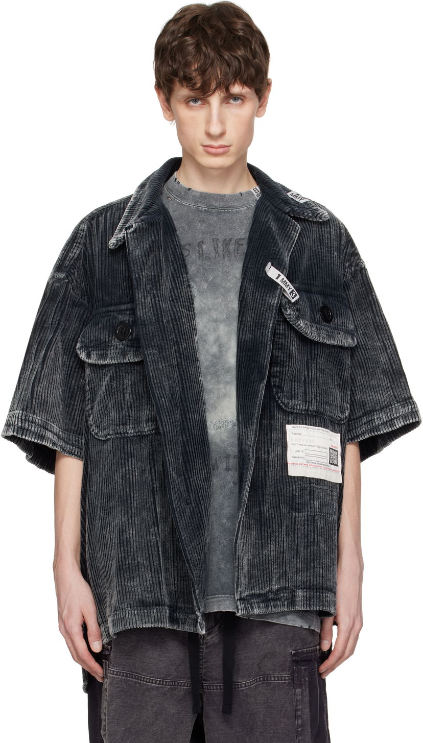 Jakna Maison MIHARA YASUHIRO MIHARA YASUHIRO Amateur Sewn Like Corduroy Short-Sleeve Shirt Siva | A14SH084