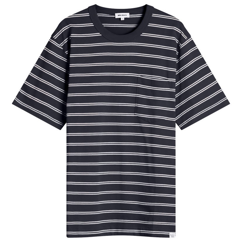 Majica NORSE PROJECTS Holger Sailor Stripe Pocket T-Shirt, Size Large Mornarica | N01-0669-7004