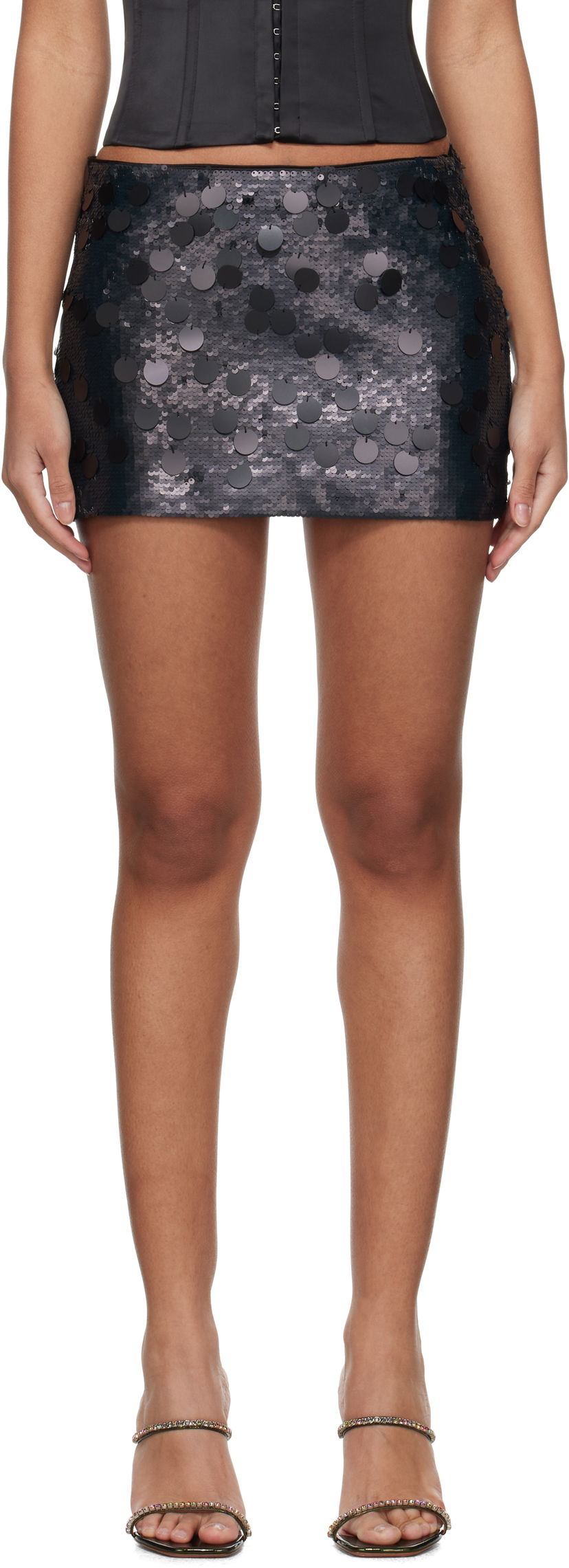 Krila GUIZIO Guizio Low Rise Sequin Miniskirt Črna | C00305W020