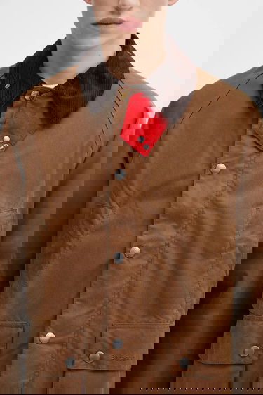 Jakna Barbour Paul Smith OS Bedale Wax Jacket with Red Snap Tab and Corduroy Collar Rjava | MWX2515TA51, 3