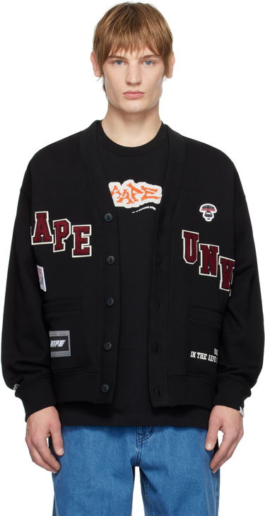 Pleteni pulover AAPE by A Bathing Ape AAPE By A Bathing Ape Multi-Logo Button Down Cardigan Črna | AAPSWMB348XXNBKX, 0